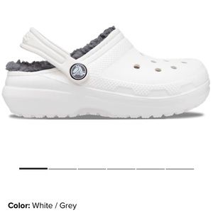 WHITE/GREY FUZZY CROCS!!